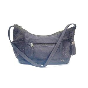 The Sak KENDRA Gray Metallic Studded Hobo Satchel Bag